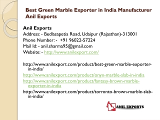 Best Green Marble Exporter in India Manufacturer Anil Exports