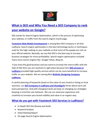 What is SEO and Why You Need a SEO Company to rank your website on Google?