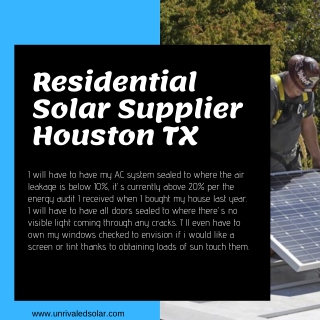 Residential Solar Supplier Houston TX | Solar Panel Supplier Houston TX