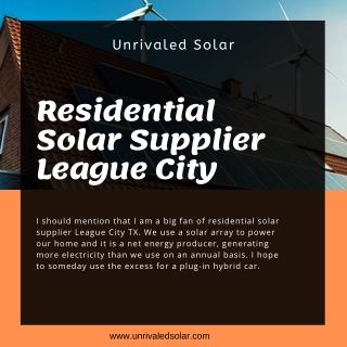 Residential Solar Supplier League City TX | Solar Panel Supplier Houston TX