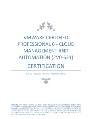 Now It is Easy to Get High Score in VMware VCP6-CMA (2V0-631) Certification