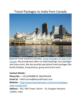 Travel Packages to India from Canada