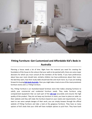 Fitting Furniture: Get Customized and Affordable Kid’s Beds in Australia