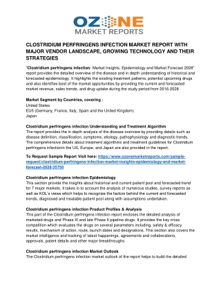 CLOSTRIDIUM PERFRINGENS INFECTION MARKET REPORT WITH MAJOR VENDOR LANDSCAPE, GROWING TECHNOLOGY AND THEIR STRATEGIES