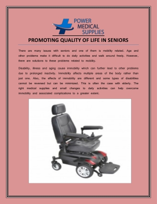 PROMOTING QUALITY OF LIFE IN SENIORS