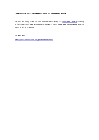 Clone Apps Like POF - Online Plenty of Fish Script Development Service