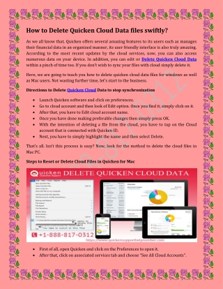 How to delete quicken cloud data files swiftly