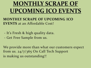 MONTHLY SCRAPE OF UPCOMING ICO EVENTS