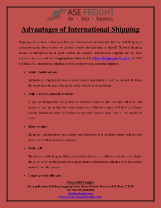 Advantages of International Shipping