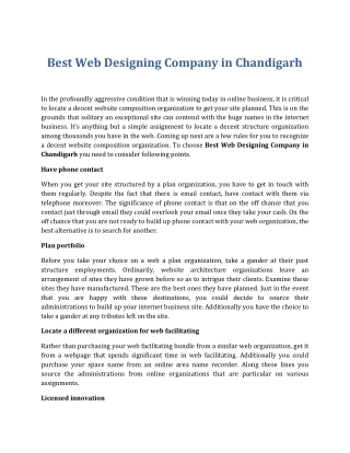 Best Web Designing Company in Chandigarh