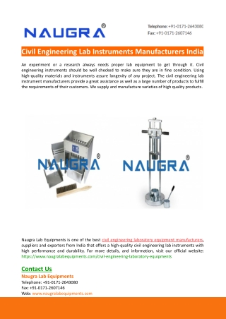 Civil Engineering Lab Instruments Manufacturers