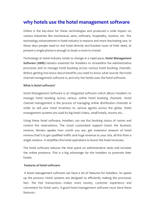 Hotel Channel Management Software