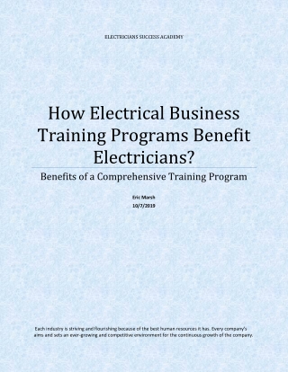 Benefits of a Comprehensive Training Program