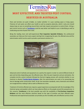 Most Effective and Trusted Pest Control Services in Australia