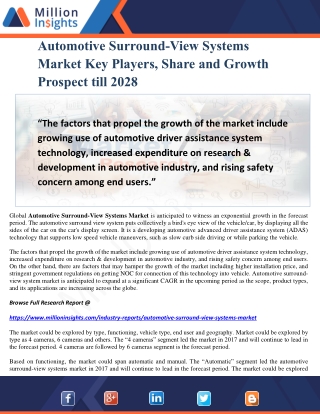 Automotive Surround-View Systems Market Key Players, Share and Growth Prospect till 2028