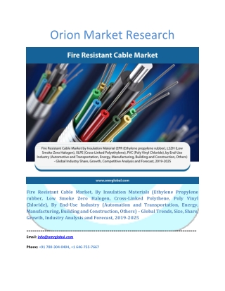 Fire Resistant Cable Market: Industry Growth, Size, Share and Forecast 2019-2025