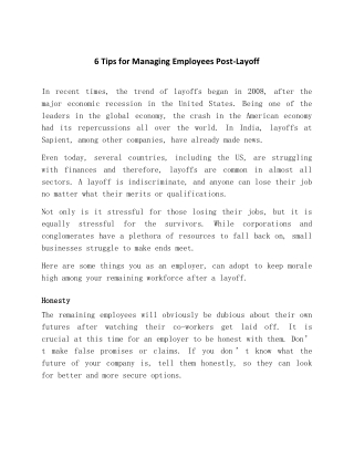 6 Tips for Managing Employees Post-Layoff