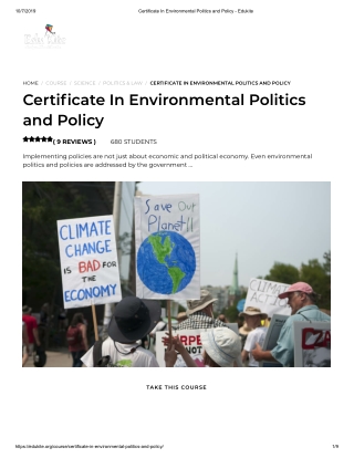 Certificate In Environmental Politics and Policy - Edukite