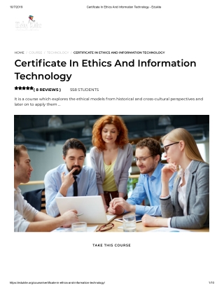 Certificate In Ethics And Information Technology - Edukite