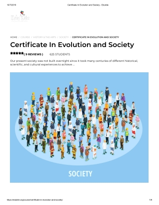 Certificate In Evolution and Society - Edukite