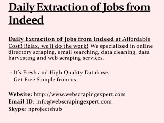 Daily Extraction of Jobs from Indeed