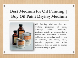 Best Medium for Oil Painting | Buy Oil Paint Drying Medium