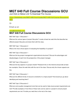 MGT 640 Full Course Discussions GCU