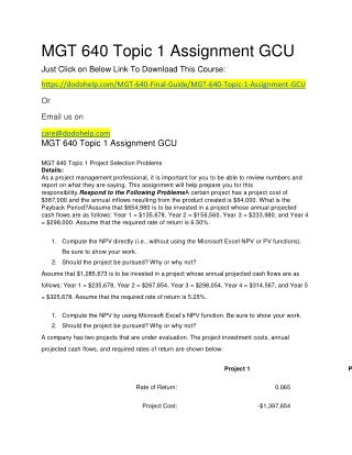 MGT 640 Topic 1 Assignment GCU