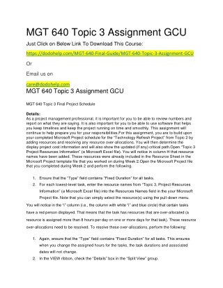 MGT 640 Topic 3 Assignment GCU