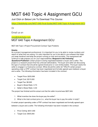 MGT 640 Topic 4 Assignment GCU