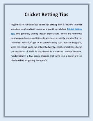 Free Cricket Betting Tips