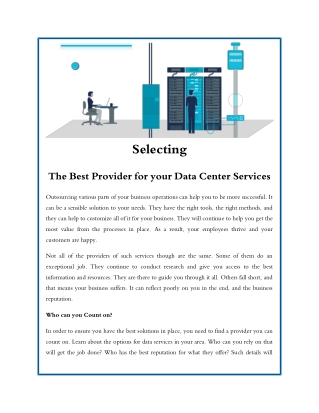 Selecting the Best Provider for your Data Center Services