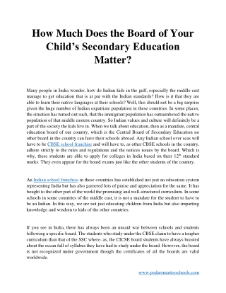 How much does the board of your child’s secondary education matter