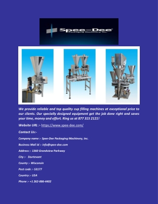 Top Quality Cup Fillers Machine - spee-dee.com