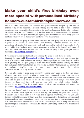 Make your child’s first birthday even more special with personalised birthday banners custombirthdaybanners.co.uk