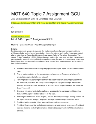 MGT 640 Topic 7 Assignment GCU