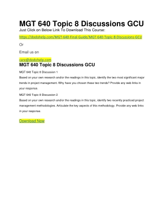 MGT 640 Topic 8 Discussions GCU