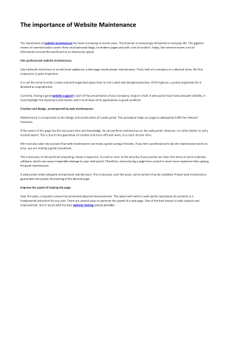 The importance of Website Maintenance