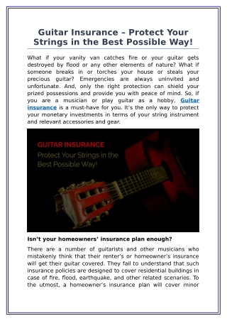 Guitar Insurance – Protect Your Strings in the Best Possible Way!