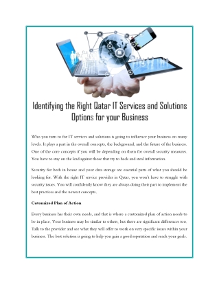 Identifying the Right Qatar IT Services and Solutions Options for your Business