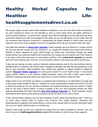Healthy Herbal Capsules for Healthier Life healthsupplementsdirect.co.uk