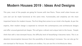 Modern Houses 2019 : Ideas And Designs With Images