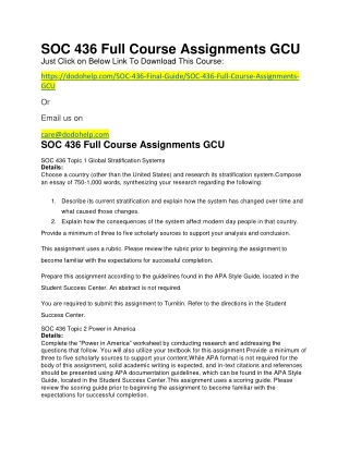 SOC 436 Full Course Assignments GCU