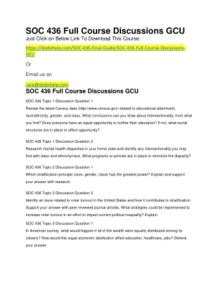 SOC 436 Full Course Discussions GCU