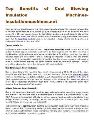 Top Benefits of Cool Blowing Insulation Machines insulationmachines.net