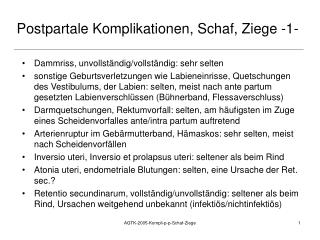 Postpartale Komplikationen, Schaf, Ziege -1-