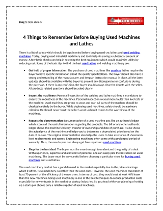 4 Things to Remember Before Buying Used Machines and Lathes