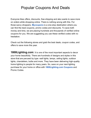 Popular Coupons And Deals