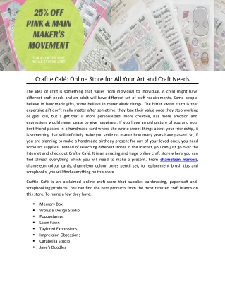 Craftie Café: Online Store for All Your Art and Craft Needs