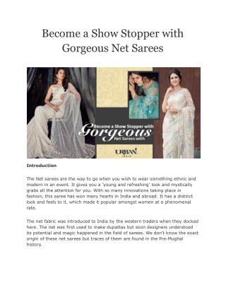 Become a Show Stopper with Gorgeous Net Sarees